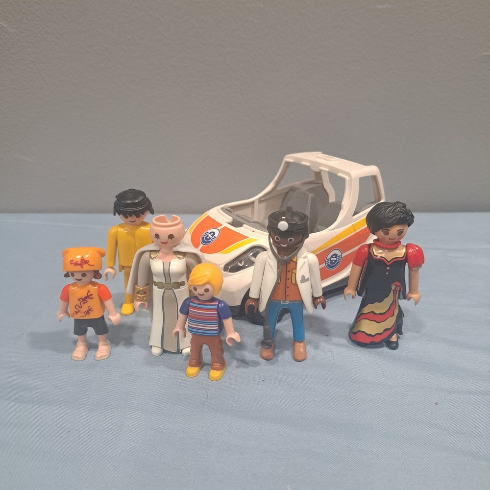 Playmobil Figure Lot with Rescue Van Doctor Royal Family Figures Toy Set Kids